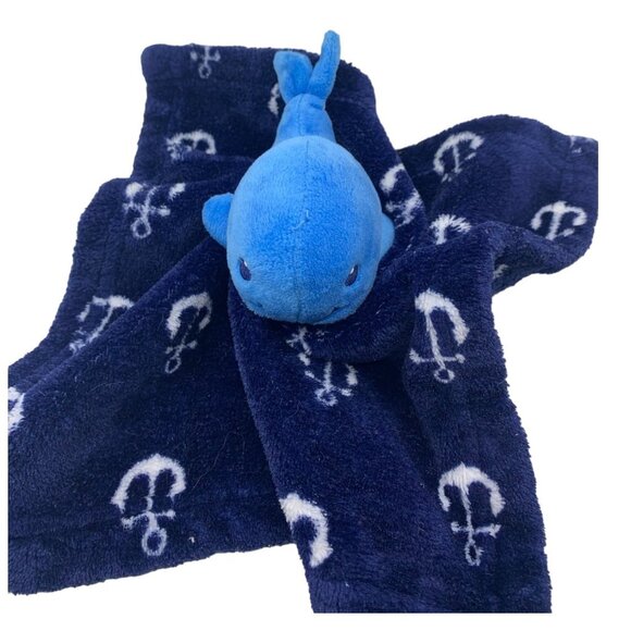 Blue Whale Anchor Lovey Baby Blanket Plush Stuffed Security Support Pet Toy - Picture 3 of 8